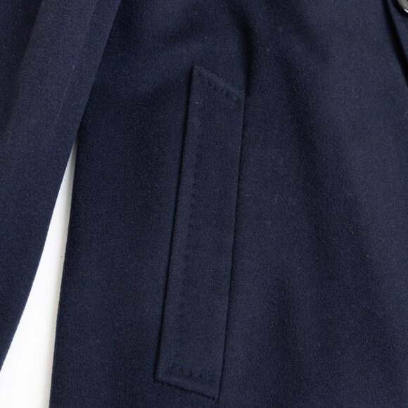 Vintage Savile Row Navy Wool Cashmere Balmacaan Coat 40T Union Made in Canada - Picture 9 of 16